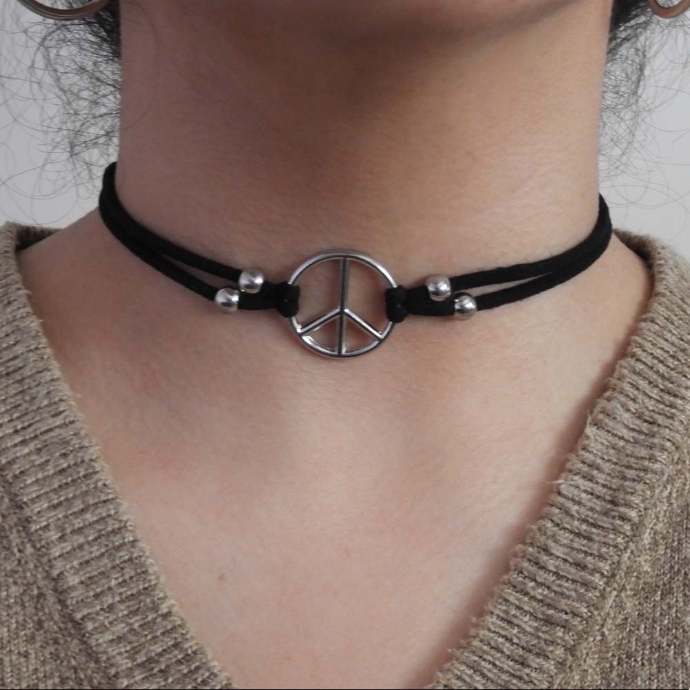 Peace Sign Choker Necklace